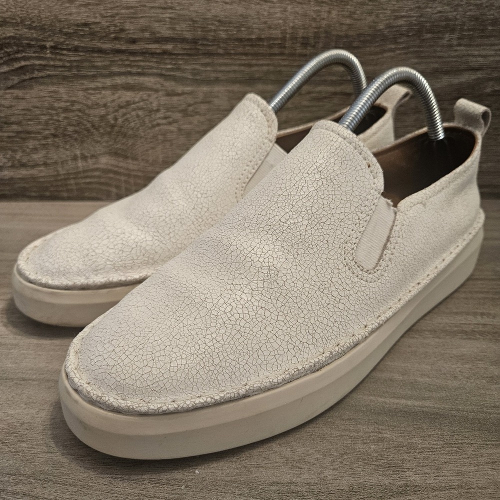 Frye Women's Low White Leather Slip On Sneakers Shoes Size 10 M‎ 3470730-WHT